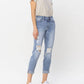 Judy Blue - Mid Rise Double Cuff Destroyed Boyfriend Denim Jeans