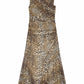Ganni - Printed Marl Mesh Long Ruched Crossover Dress