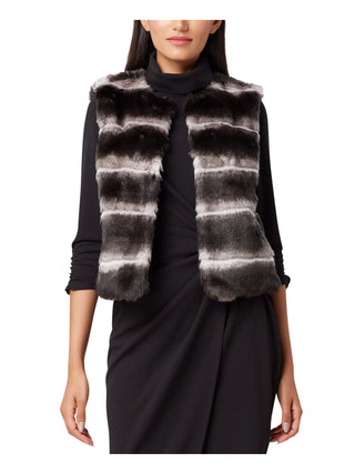 Tahari ASL Women's Leopard-Print Faux-Fur Vest Size LARGE