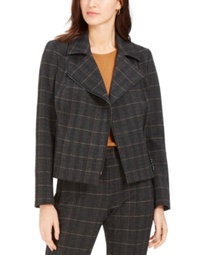 Tahari ASL Women's Plaid Moto Jacket Size 4