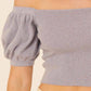 Promesa - Speckled Rib Knit Off Shoulder Puff Crop Sweater