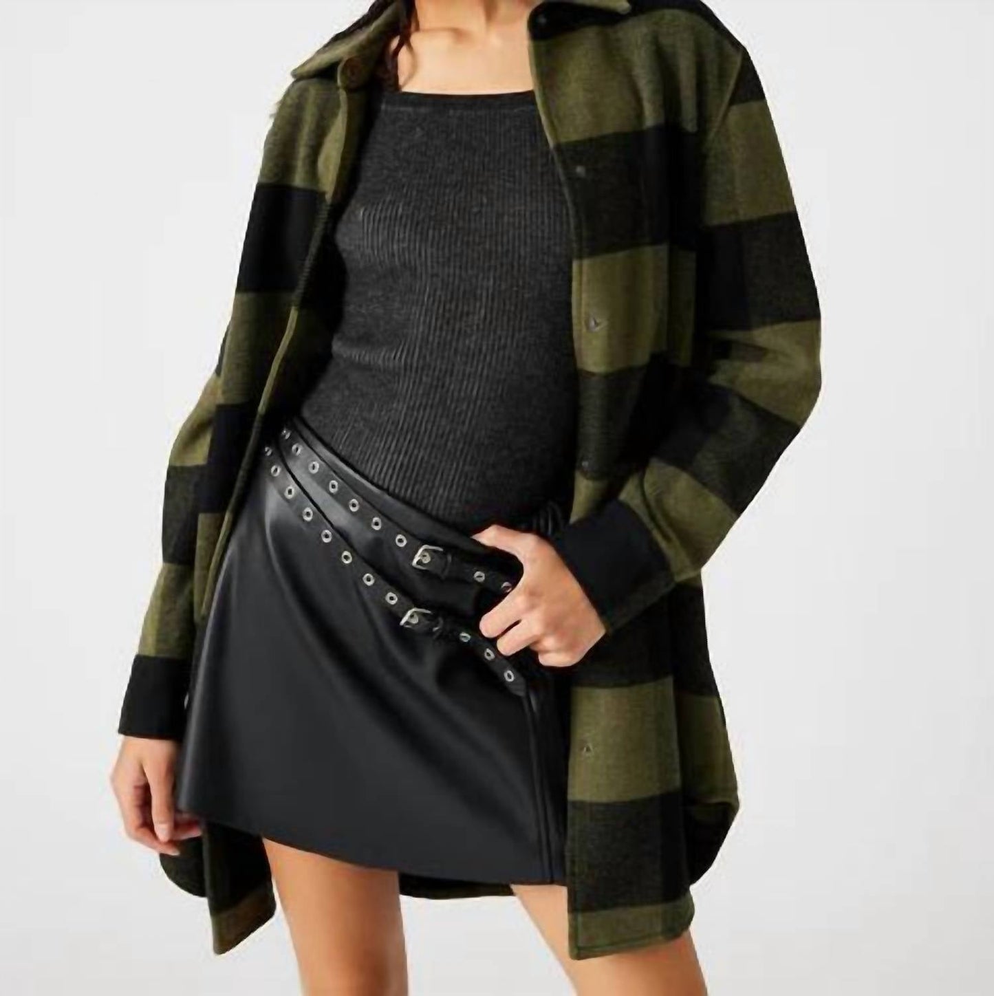 Steve Madden - ELDRIDGE PLAID COAT SAGE