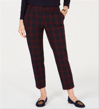 Charter Club Women's Plaid Slim Leg Ankle Pants Blue Size 12