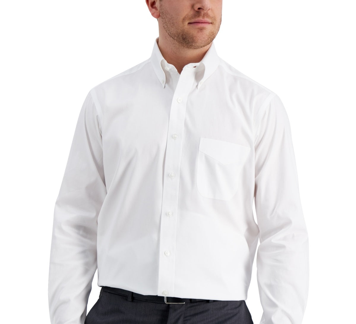 Club Room Men's Regular Fit Cotton Pinpoint Dress Shirt White Size 34X35