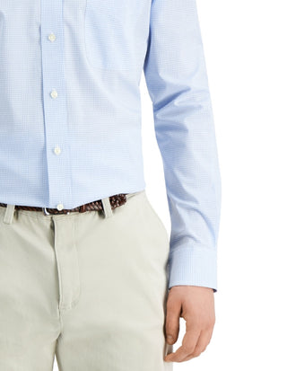 Club Room Men's Regular Fit Cotton Mini Gingham Dress Shirt Blue Size 15X32X33