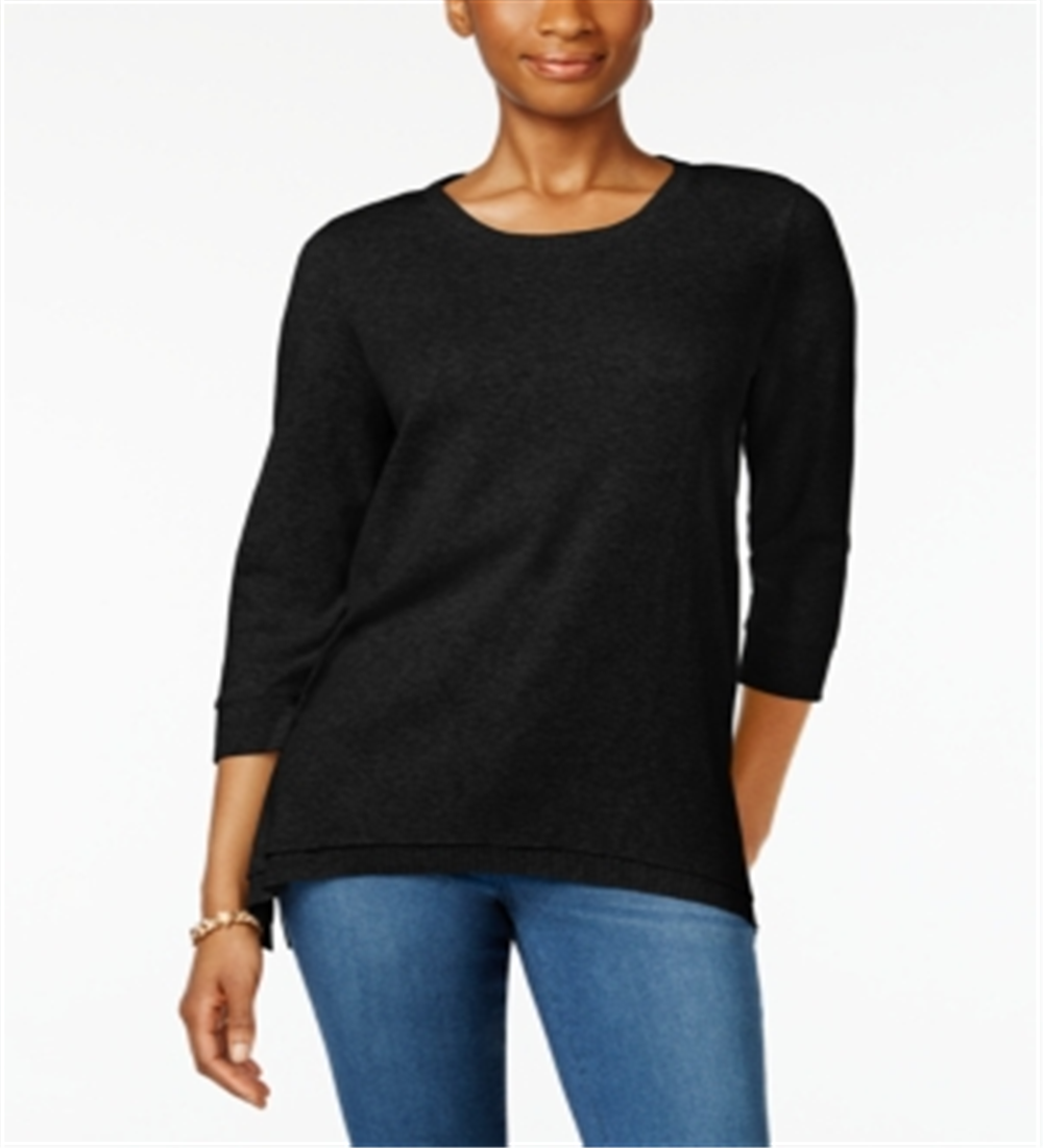 Style & Co Women's Layered Hem Top Black Size X-Small