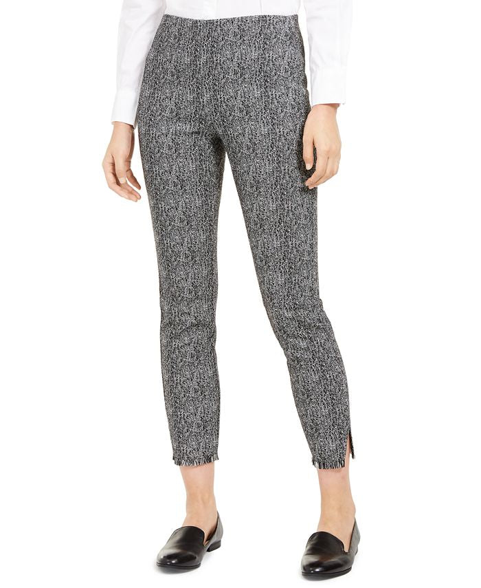 Alfani Women's Tweed Fringe Casual Cropped Pants Black Size 12