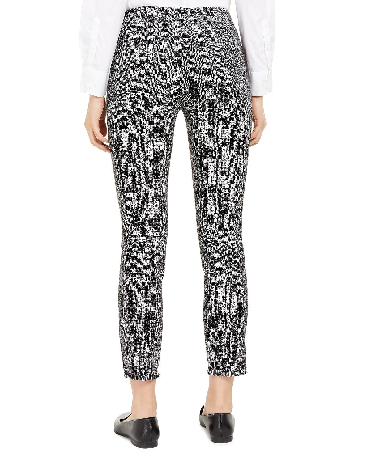 Alfani Women's Tweed Fringe Casual Cropped Pants Black Size 12