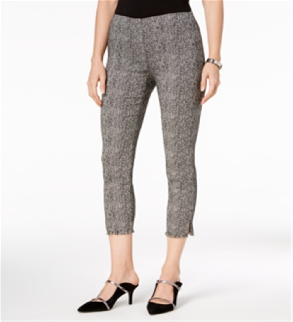 Alfani Women's Tweed Fringe Casual Cropped Pants Black Size 12
