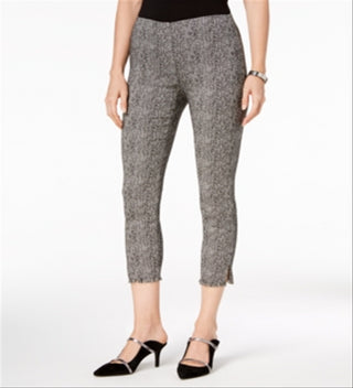 Alfani Women's Tweed Fringe Casual Cropped Pants Black Size 12