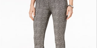 Alfani Women's Tweed Fringe Casual Cropped Pants Black Size 12