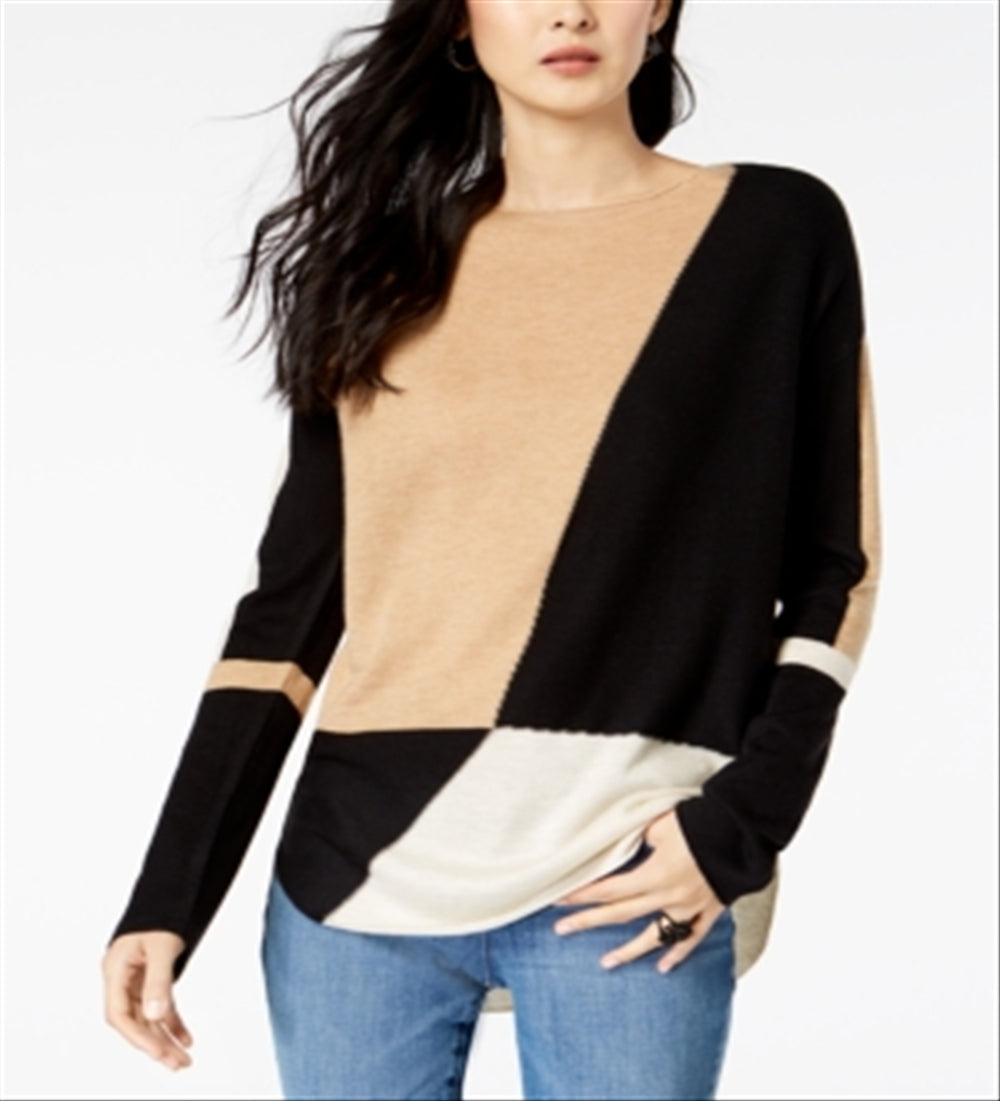 INC International Concepts Women's Colorblocked Sweater Brown Size X-Large