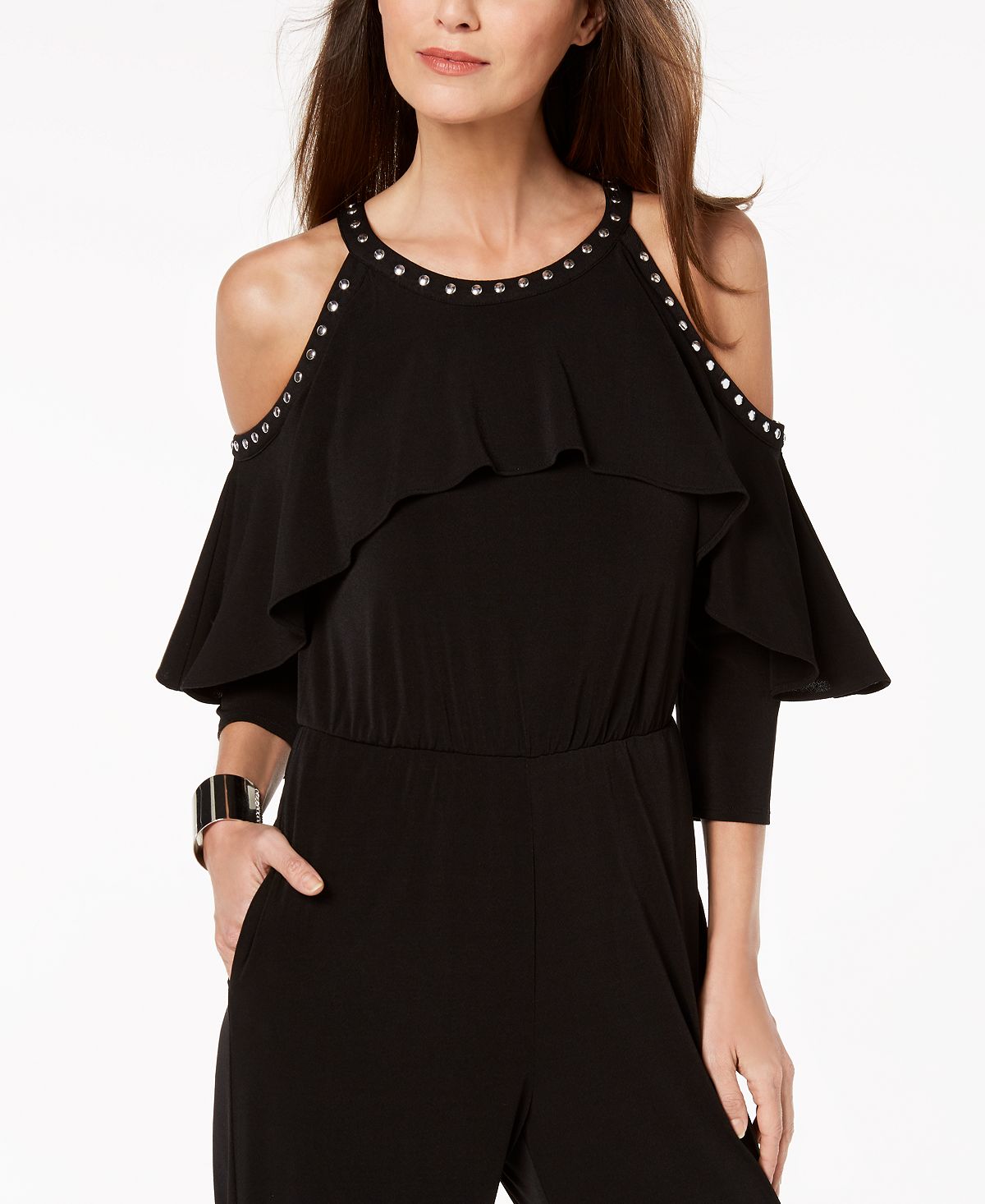 Thalia Sodi Women's Cold Shoulder Jumpsuit Black Size X-Large