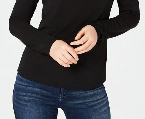 INC International Concepts Women's Triple Ring Pullover Blouse Black Size Small