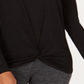 Ideology Women's Knot Front Long Sleeves Super Soft Top Black Size X-Large