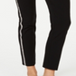 JM Collection Women's Side Striped Tummy Control Pants Black Size Petite