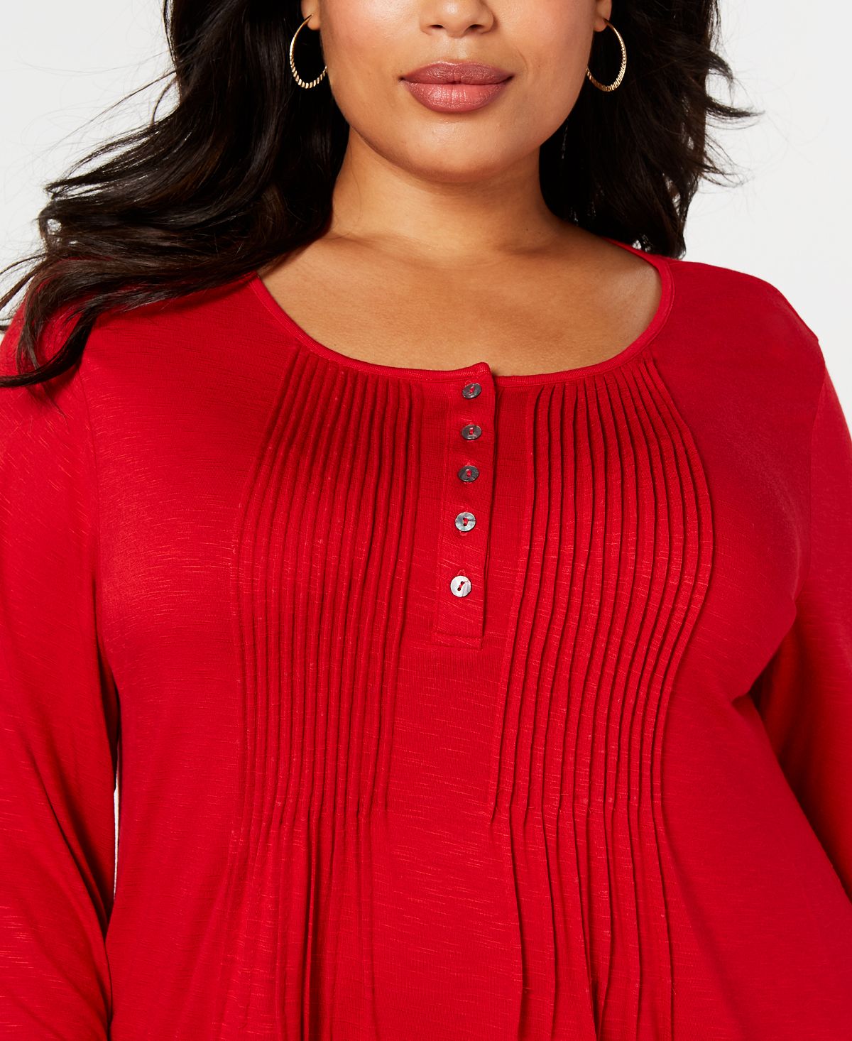 Style & Co Women's Pintuck Top Red Size 2X