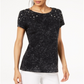 INC International Concepts Women's Cotton Faux Pearl-Embellished T-Shirt Black Size Small