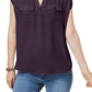INC International Concepts Women's Split Neck Utility Shirt Purple Size XX-Large