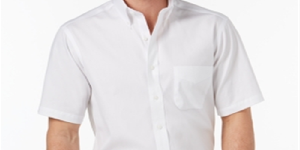 Club Room Men's Regular Fit Wrinkle Resistant Oxford Dress Shirt White Size 18