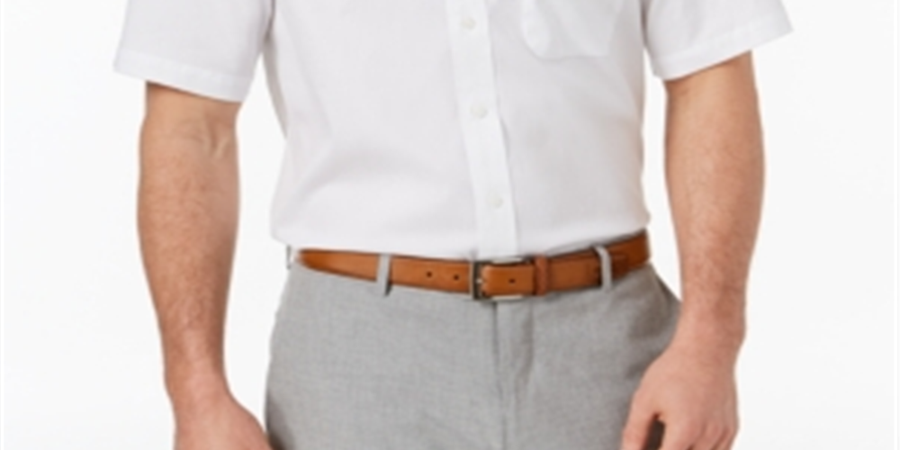 Club Room Men's Regular Fit Wrinkle Resistant Oxford Dress Shirt White Size 18