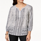 Style & Co Women's Split Neck Blouson Top White Size Medium