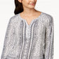 Style & Co Women's Split Neck Blouson Top White Size Medium