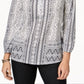 Style & Co Women's Split Neck Blouson Top White Size Medium