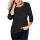 Karen Scott Women's Cotton Lace Through Neck Top Black Size Small