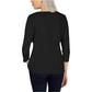 Karen Scott Women's Cotton Lace Through Neck Top Black Size Small