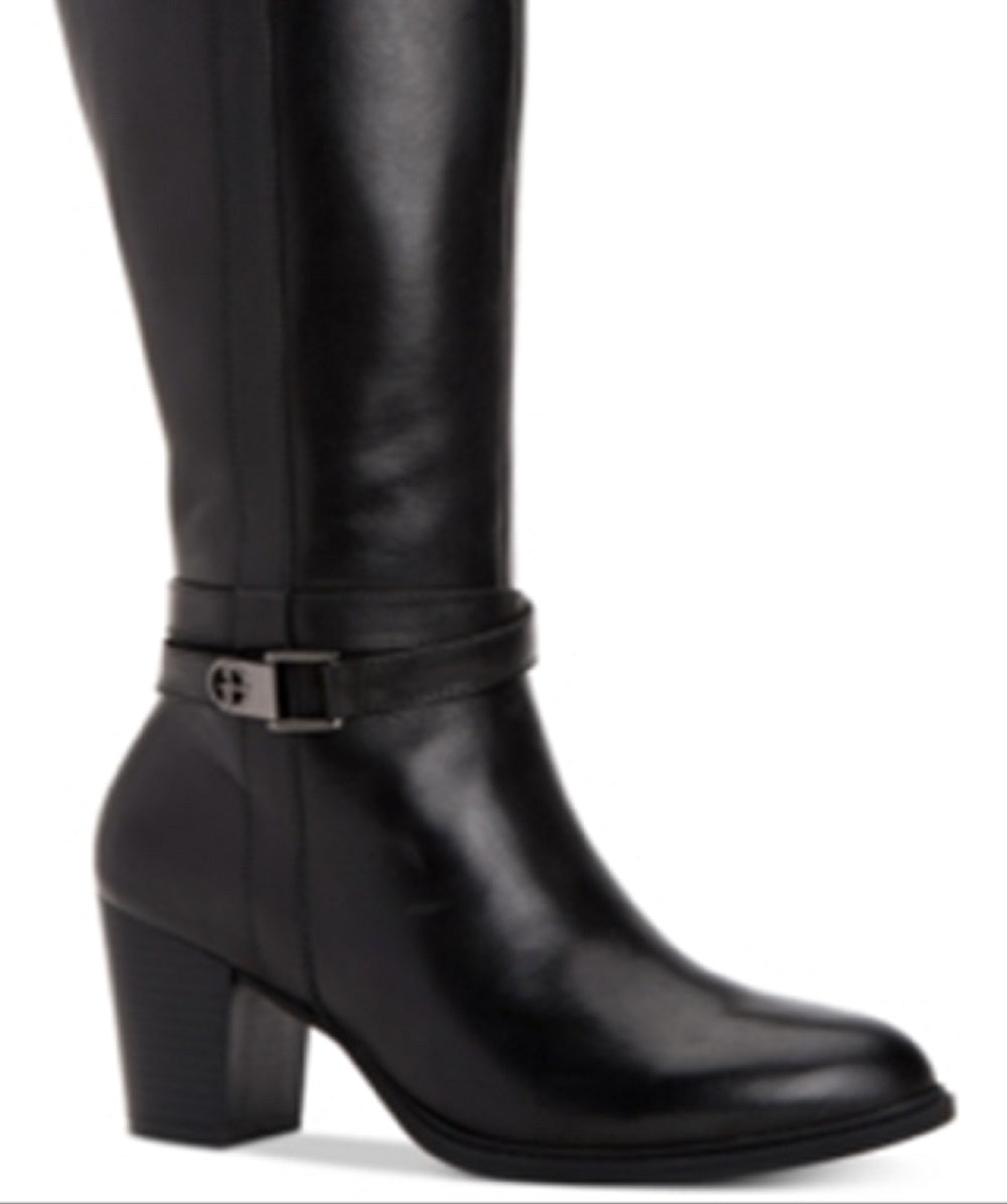 Giani Bernini Women's Rozario Leather Almond Toe Knee High Fashion Boots Black Size 10.5 M