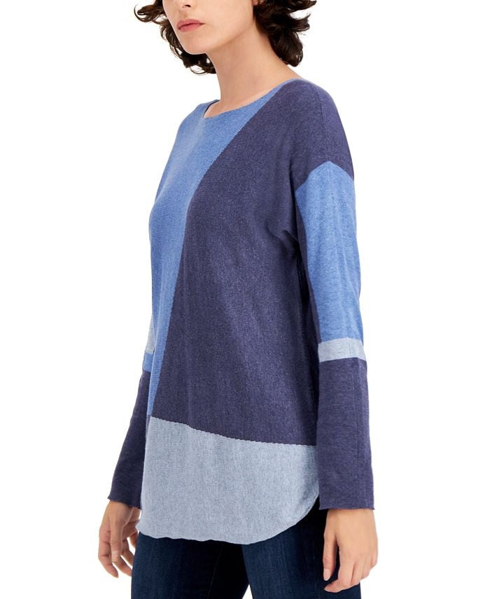 INC International Concepts Women's Colorblocked Sweater Blue Size Petite XL