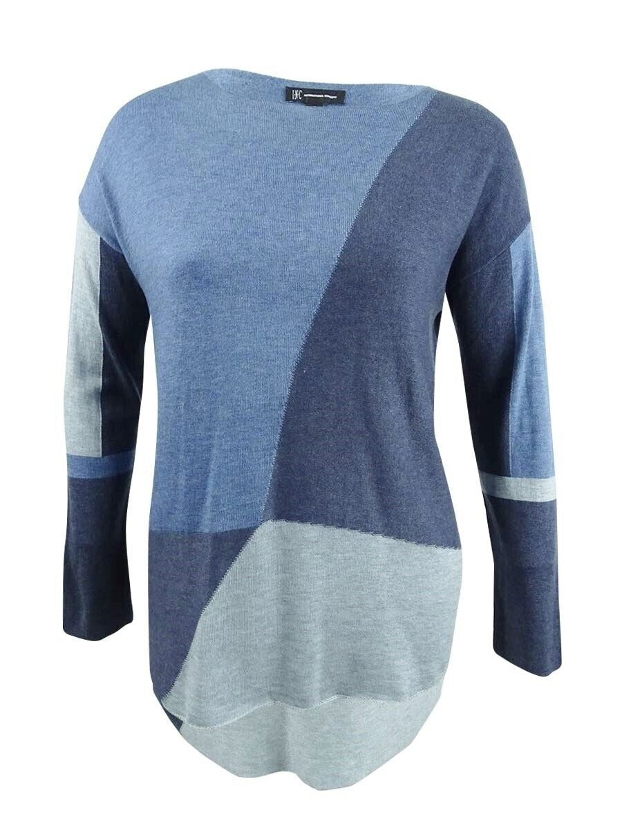 INC International Concepts Women's Colorblocked Sweater Blue Size Petite XL