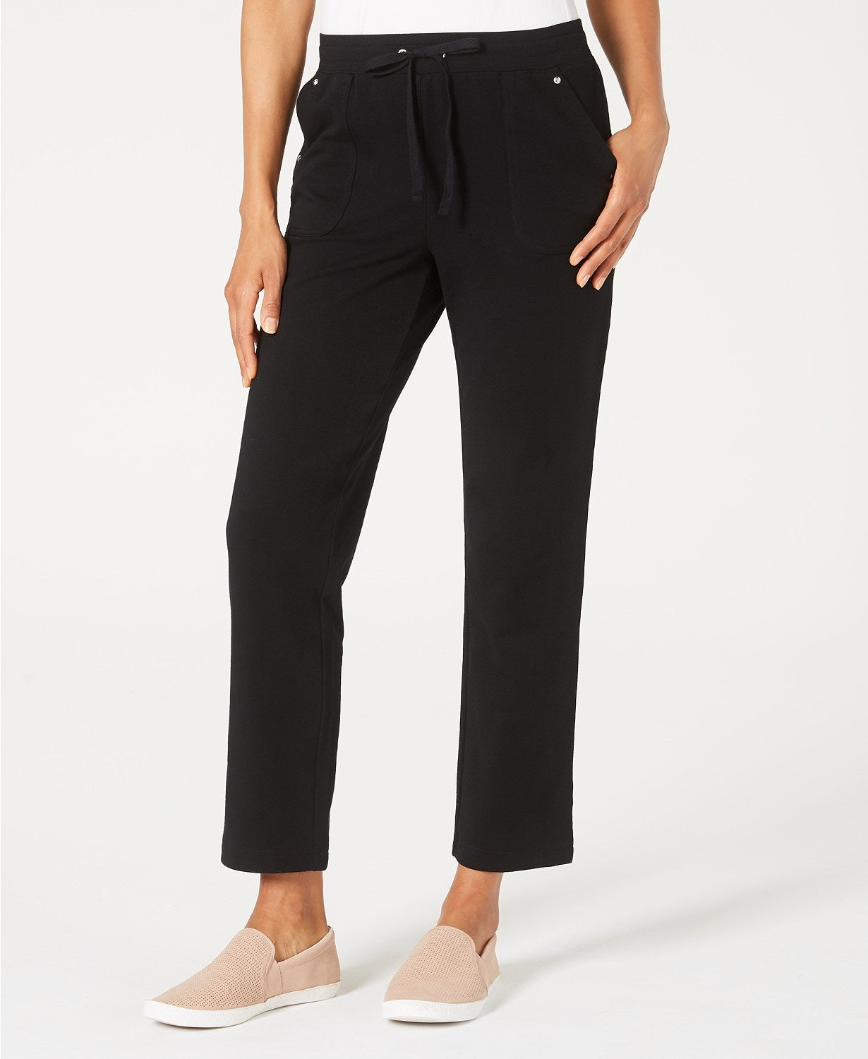 Karen Scott Women's French Terry Pants Black Size Large