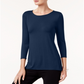 Alfani Women's High Low Mixed Media Pullover Top Blue Size Large