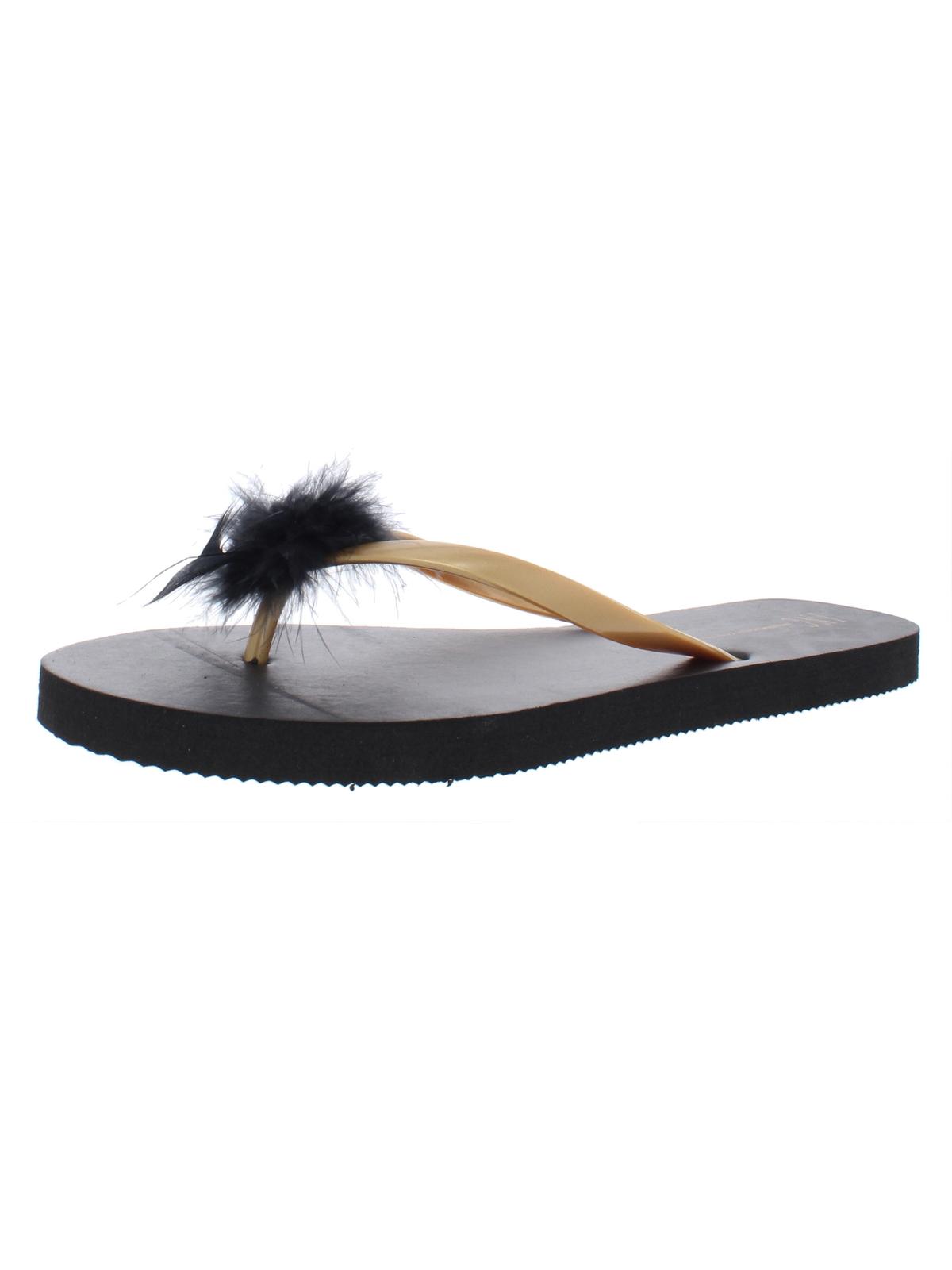 INC International Concepts Women'ss Feathere Slide Flip Flops Black Size Medium