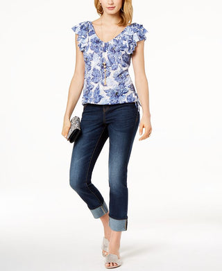 INC International Concepts Women's Pine Plaid Shirt Blue Size Petite X-Large