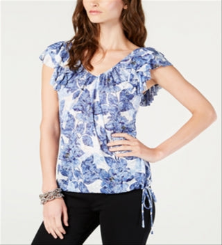 INC International Concepts Women's Pine Plaid Shirt Blue Size Petite X-Large