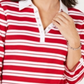 Karen Scott Women's Striped Split Neck Grommet Trim Top Red Size Large