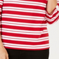 Karen Scott Women's Striped Split Neck Grommet Trim Top Red Size Large