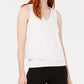 Bar III Women's Mixed Media Split Back Tank Top White Size Large