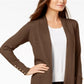 JM Collection Women's Open Front Cardigan Brown Size Small