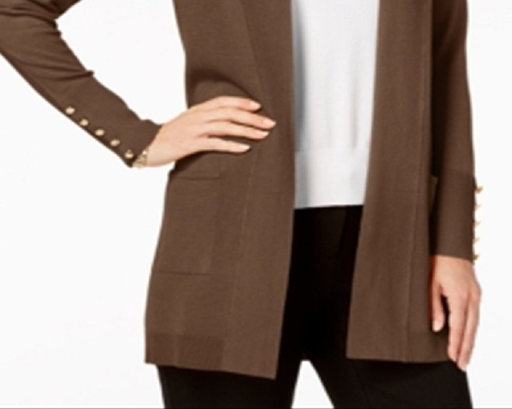 JM Collection Women's Open Front Cardigan Brown Size Small