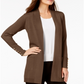 JM Collection Women's Open Front Cardigan Brown Size Small