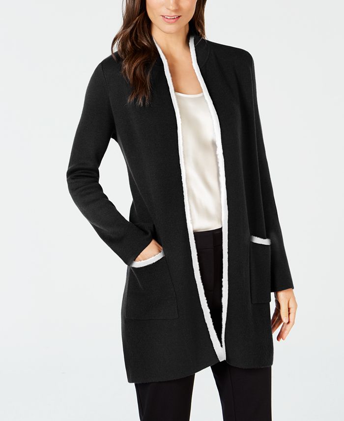 Alfani Women's Eyelash Trim Cardigan Black Size X-Small