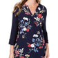 Charter Club Women's Leopard Butterfly T-Shirt Blue Size Large