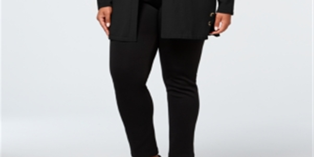JM Collection Women's Grommet Lace Up Cardigan Black Size 2X