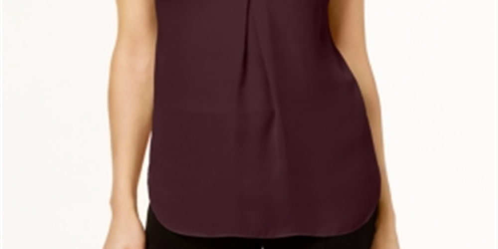 INC International Concepts Women's Inverted Pleat Pullover Blouse Wine Size XX-Large