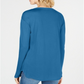 INC International Concepts Women's Split Neck Pullover Blouse Blue Size Petite Large