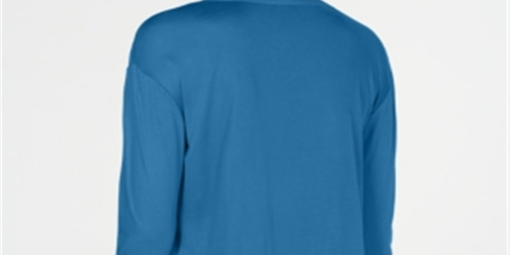 INC International Concepts Women's Split Neck Pullover Blouse Blue Size Petite Large